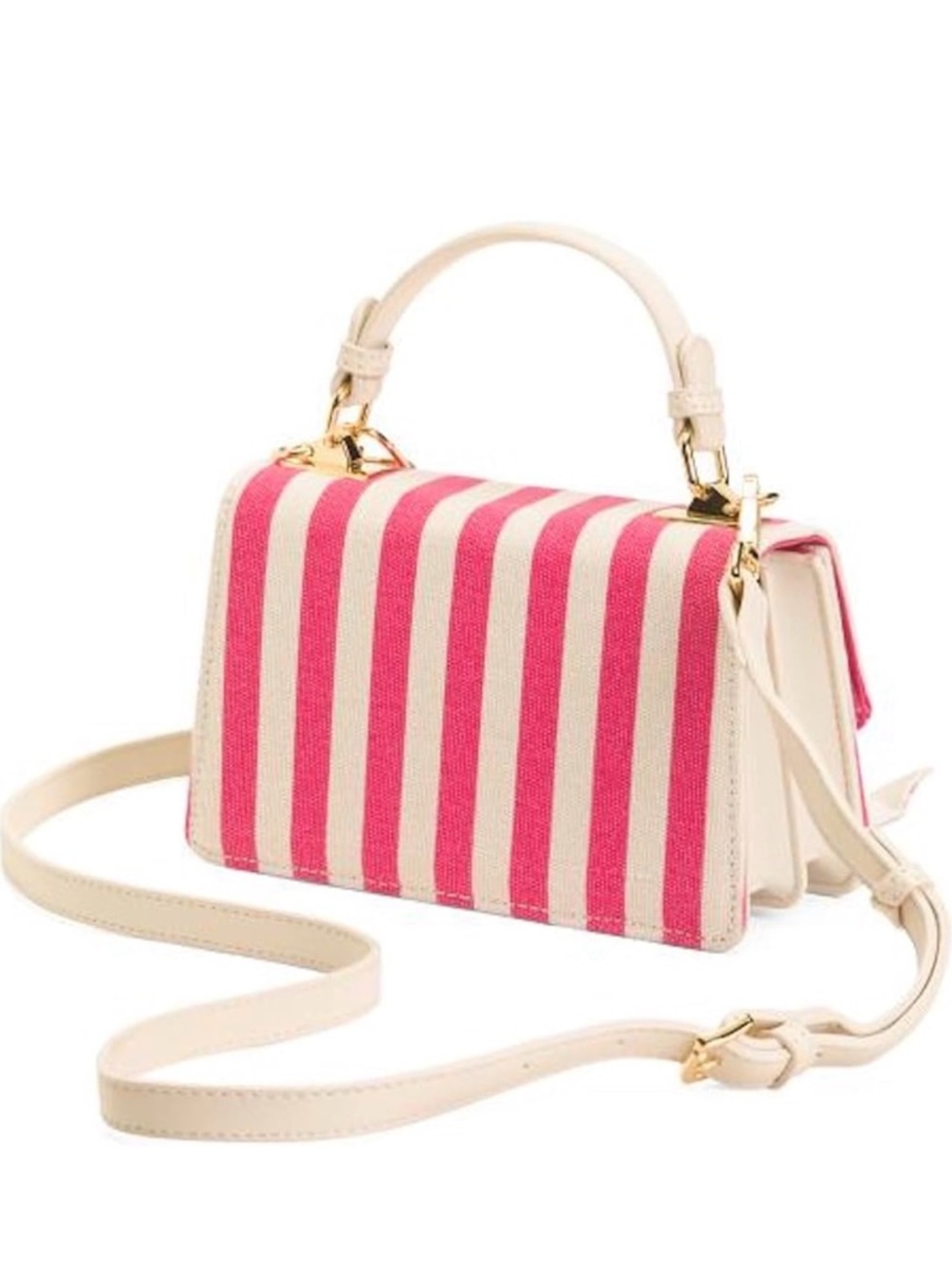 Betsey Johnson Pink & Cream Striped Top-Handle Satchel with Scarf - Picture 3 of 3